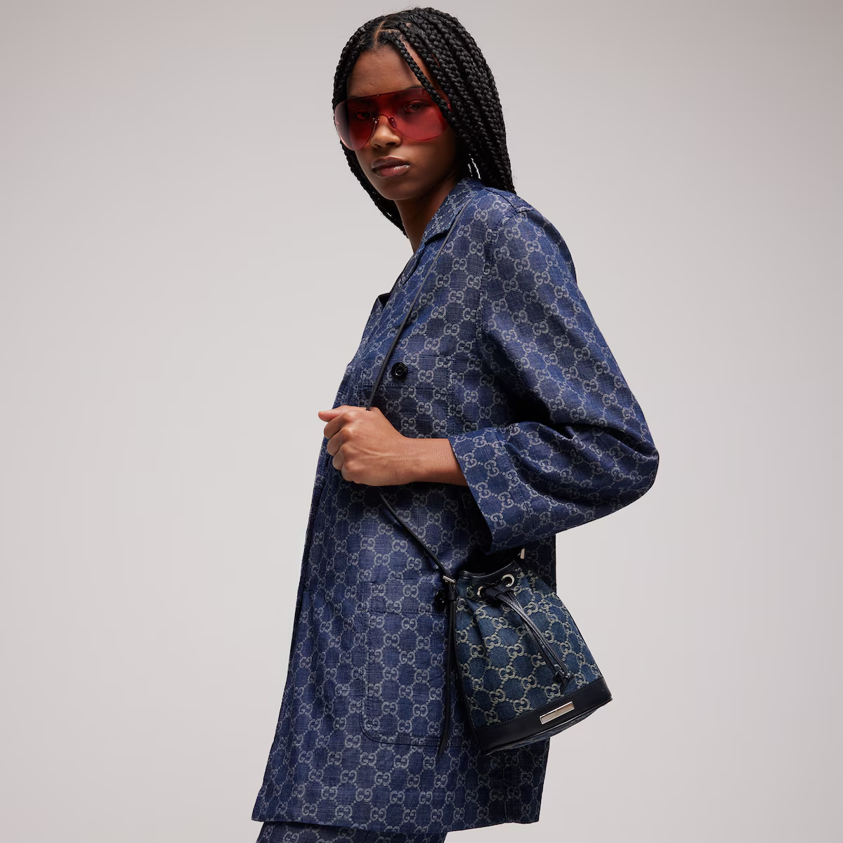 Alternative view of Mini bucket bag with Gucci plaque 875802FAF9B4042
